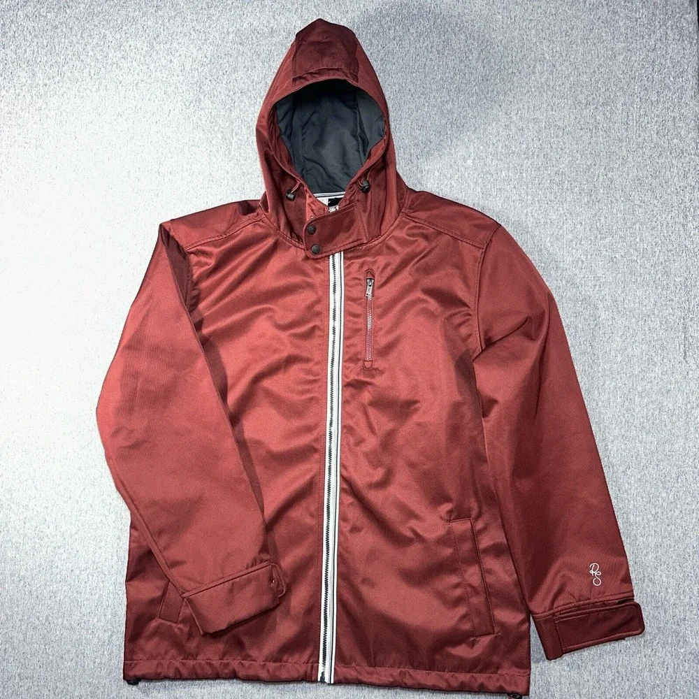 Roamers Seekers Full Zip Rain Jacket Wanderlust Men's XL Maroon EUC Lined Hooded